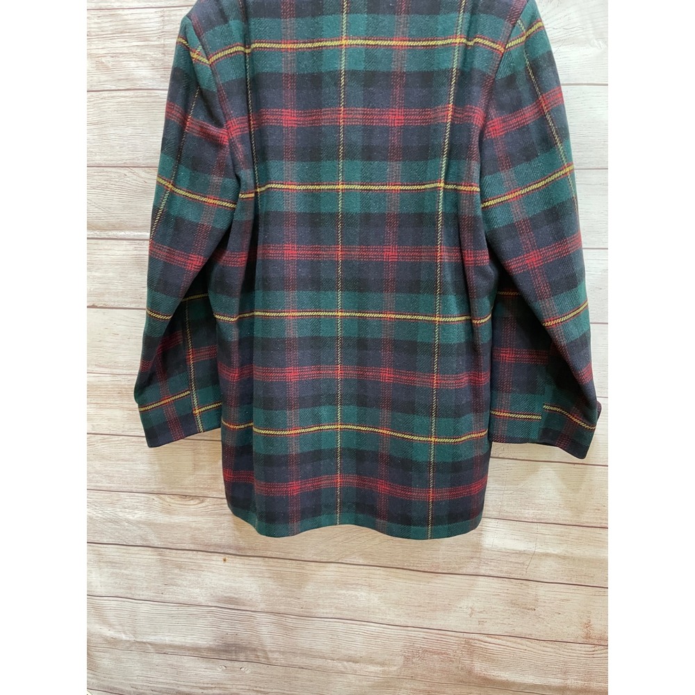 VINTAGE‎ MENS PENDLETON PLAID WOOL COAT WITH FAUX FUR COLLAR - Picture 9 of 16